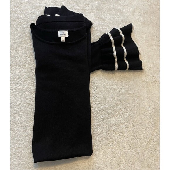 Dressbarn Womens Knitted Sweater Dress Size PM M Petite Black Ruffle Sleeve - Picture 9 of 9